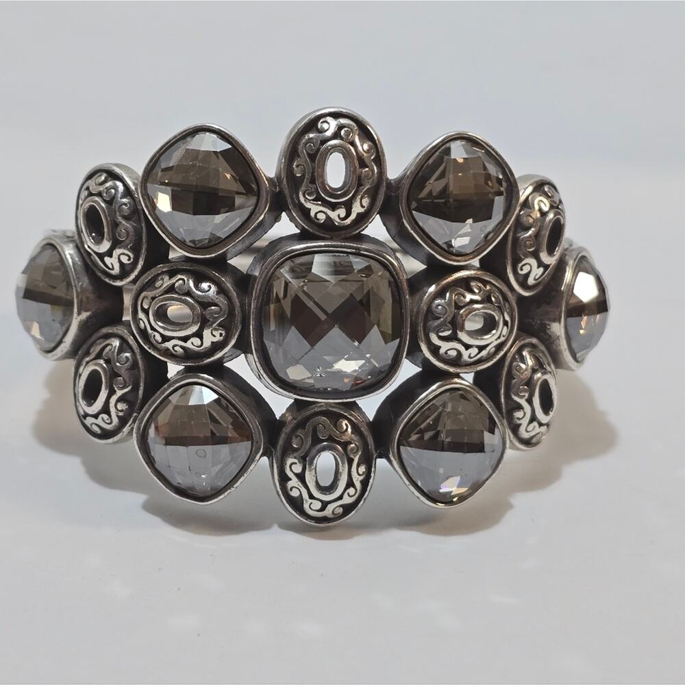 Brighton Venus Rising‎ Champagne Taupe  Swarovski Crystal Hinge Silver Bracelet